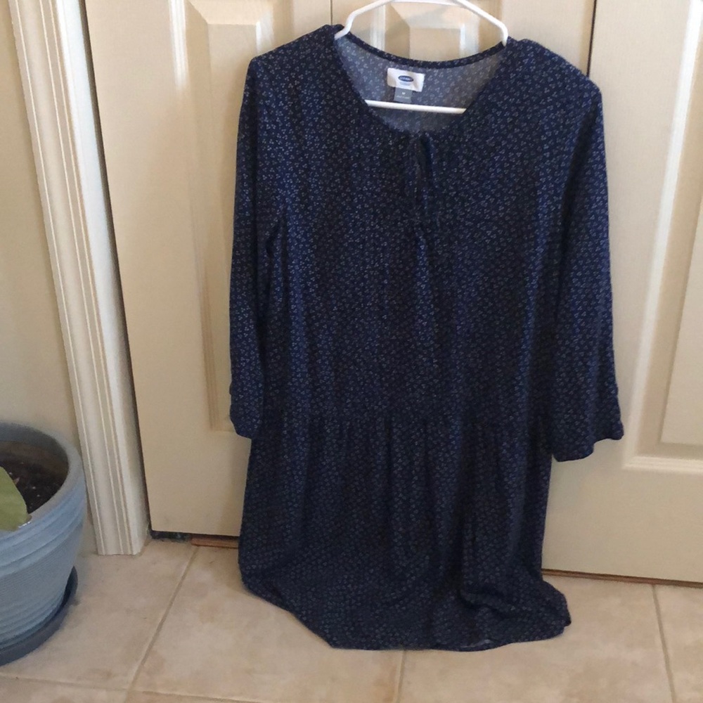 Navy blue and white floral Old Navy dress medium